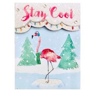 Molly & Rex Stay Cool Flamingo Holiday Sparkle Gem Mini Pocket Notepad (66655)